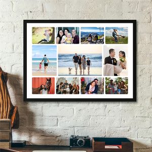 11 photo personalised collage print in horizontal orientation.